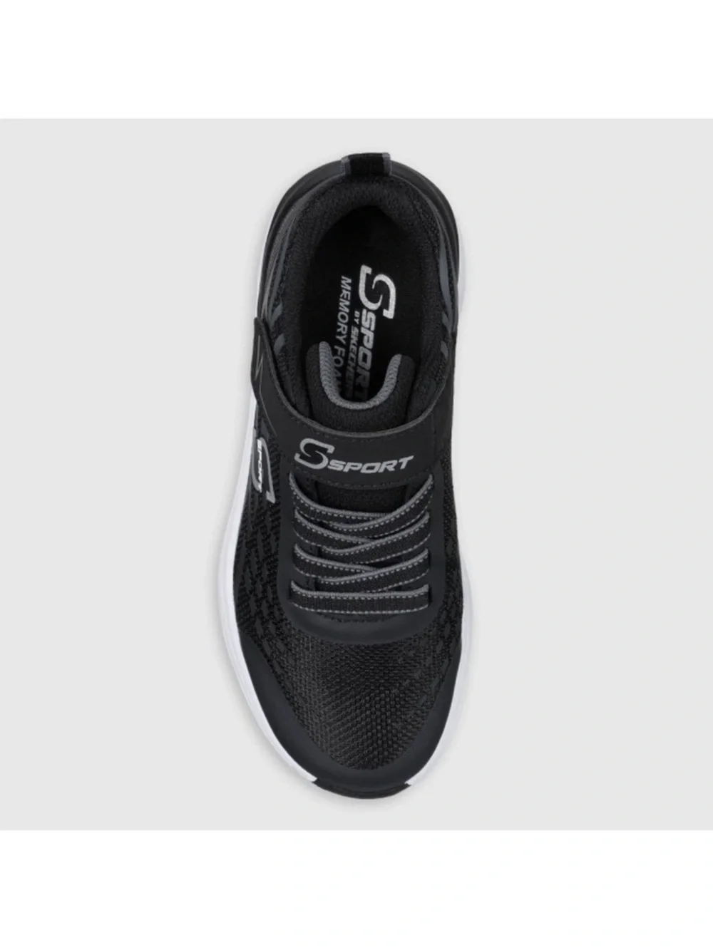 Sport By Skechers Kids' Spencer Sneakers - Black- Black -Gray Laces